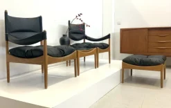 Online Pamono Mid-Century Modus Armchair, Table & Stool in Oak by Kristian Solmer Vedel for Soren Willadsen, Denmark, 1960s, Set of 4