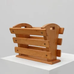 Clearance Pamono Mid-Century Oak Magazine Rack, France, 1960s