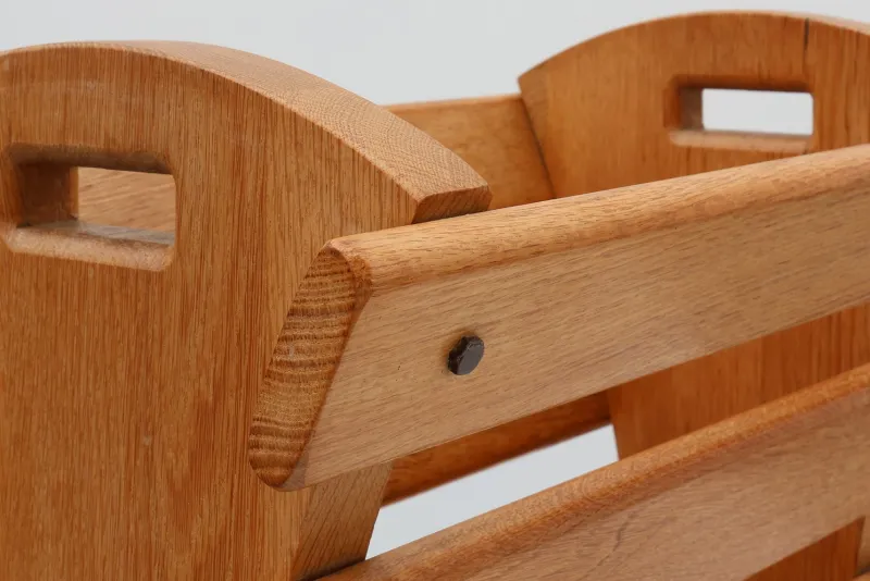 Clearance Pamono Mid-Century Oak Magazine Rack, France, 1960s