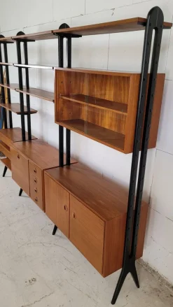 New Pamono Mid-Century Omnia Model Keralo Teak Standing Shelving System, 1960s