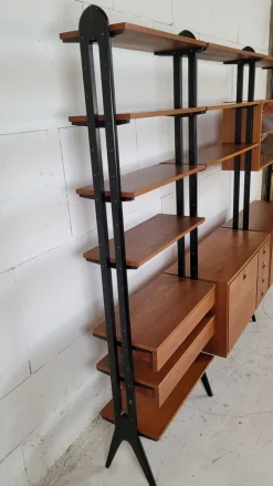 New Pamono Mid-Century Omnia Model Keralo Teak Standing Shelving System, 1960s