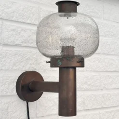 Pamono Mid-Century Outdoor Facade Lamp in Copper and Glass from Fagerhult, Sweden, 1970s><noscript><img width=