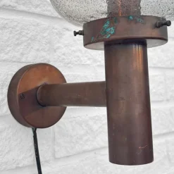 Pamono Mid-Century Outdoor Facade Lamp in Copper and Glass from Fagerhult, Sweden, 1970s><noscript><img width=