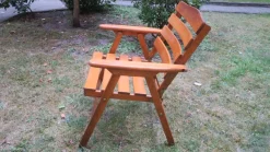 New Pamono Mid-Century Patinated Wood Folding Garden or Patio Elbow Chair, 1960s