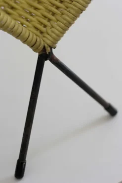 Pamono Mid-Century Peacock Magazine Rack in Rattan and Wire, 1950s><noscript><img width=