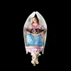 Outlet Pamono Mid-Century Polychrome Porcelain Biscuit Holy Water Font of Angel with Shell, 1950s