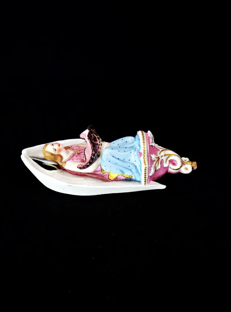 Outlet Pamono Mid-Century Polychrome Porcelain Biscuit Holy Water Font of Angel with Shell, 1950s