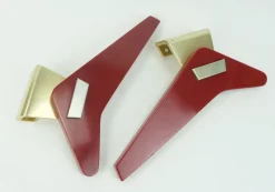 Clearance Pamono Mid-Century Push Door Handles in Red Bakelite and Aluminum, 1950s, Set of 2