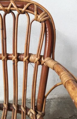 Pamono Mid-Century Rattan and Bamboo Baby Chair, 1950s><noscript><img width=