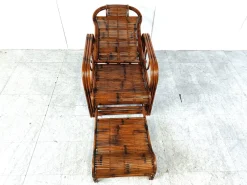 Best Pamono Mid-Century Rattan and Bamboo Garden Chair, 1950s