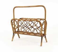 Sale Pamono Mid-Century Rattan and Bamboo Magazine Rack, Italy, 1960s
