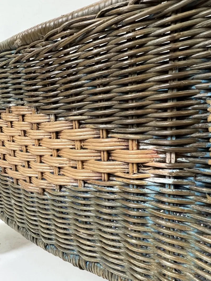 Pamono Mid-Century Rattan Elephant Basket Planter, Italy, 1970s> Planters And Jardiniere