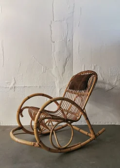 Outlet Pamono Mid-Century Rattan Rocking Chair from Rohé Noordwolde