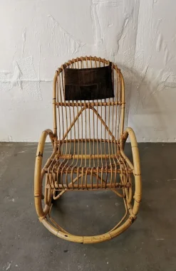 Outlet Pamono Mid-Century Rattan Rocking Chair from Rohé Noordwolde