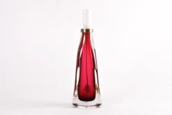 Pamono Mid-Century Red Crystal Glass Table Lamp by Carl Fagerlund for Orrefors, Sweden, 1960s><noscript><img width=