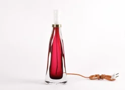 Pamono Mid-Century Red Crystal Glass Table Lamp by Carl Fagerlund for Orrefors, Sweden, 1960s><noscript><img width=