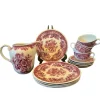Discount Pamono Mid-Century Red Fasan Service in Porcelain from Villeroy & Boch, Germany, 1950s, Set of 13