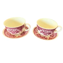 Best Pamono Mid-Century Red Fasan Service in Porcelain from Villeroy & Boch, Germany, 1950s, Set of 4