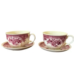 Best Pamono Mid-Century Red Fasan Service in Porcelain from Villeroy & Boch, Germany, 1950s, Set of 4