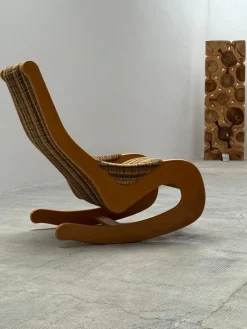 Pamono Mid-Century Rocking Chair in Beech and Bouclé from Casala, Germany, 1960s> Rocking Chairs