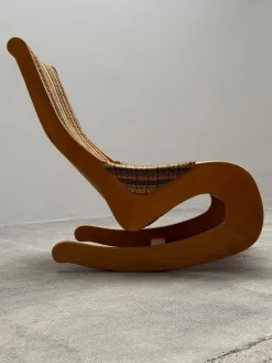 Pamono Mid-Century Rocking Chair in Beech and Bouclé from Casala, Germany, 1960s><noscript><img width=