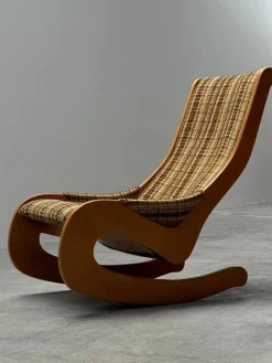 Pamono Mid-Century Rocking Chair in Beech and Bouclé from Casala, Germany, 1960s><noscript><img width=