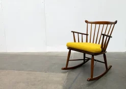 Sale Pamono Mid-Century Rocking Chair with New Kvadrat Cushion by Børge Mogensen for FDB Møbler, 1960s