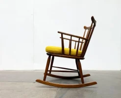 Sale Pamono Mid-Century Rocking Chair with New Kvadrat Cushion by Børge Mogensen for FDB Møbler, 1960s