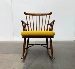 Sale Pamono Mid-Century Rocking Chair with New Kvadrat Cushion by Børge Mogensen for FDB Møbler, 1960s