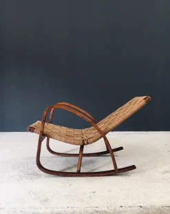 Pamono Mid-Century Rope Rocking Chair, Italy, 1950s><noscript><img width=