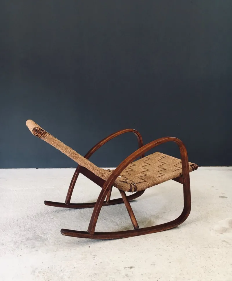 Pamono Mid-Century Rope Rocking Chair, Italy, 1950s> Rocking Chairs