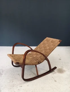 Pamono Mid-Century Rope Rocking Chair, Italy, 1950s><noscript><img width=
