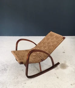 Pamono Mid-Century Rope Rocking Chair, Italy, 1950s><noscript><img width=