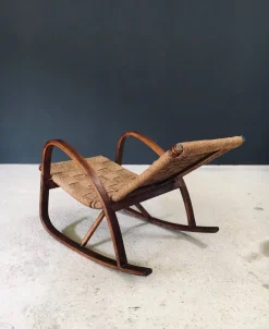 Pamono Mid-Century Rope Rocking Chair, Italy, 1950s><noscript><img width=