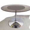Pamono Mid-Century Round Smoked Glass Dining Table in Chrome Tulip Base by Eero Saarinen, Germany, 1975> Dining Tables & Sets
