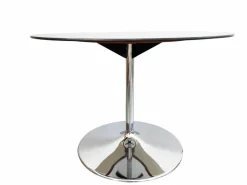 Pamono Mid-Century Round Smoked Glass Dining Table in Chrome Tulip Base by Eero Saarinen, Germany, 1975> Dining Tables & Sets