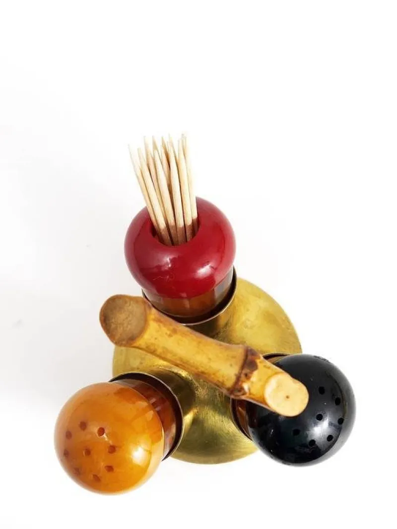 Pamono Mid-Century Salt & Pepper Toothpick Cruet Set by Richard Rohac, Austria, 1950s, Set of 4> Salt & Pepper Shakers