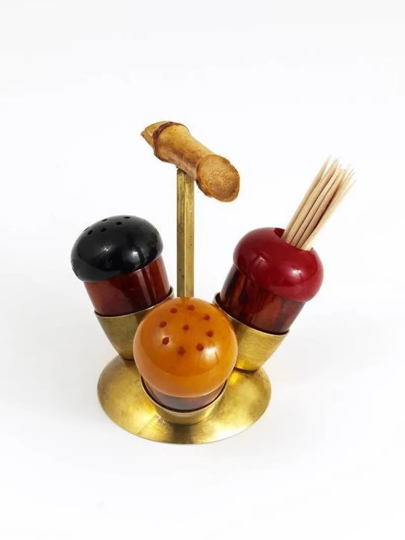 Pamono Mid-Century Salt & Pepper Toothpick Cruet Set by Richard Rohac, Austria, 1950s, Set of 4> Salt & Pepper Shakers