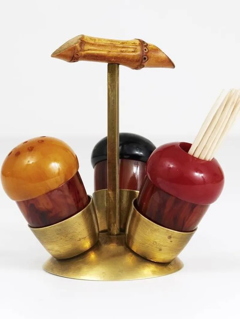 Pamono Mid-Century Salt & Pepper Toothpick Cruet Set by Richard Rohac, Austria, 1950s, Set of 4> Salt & Pepper Shakers