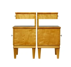 Pamono Mid-Century Scandinavian Birch Bedside Cupboards, 1950s, Set of 2