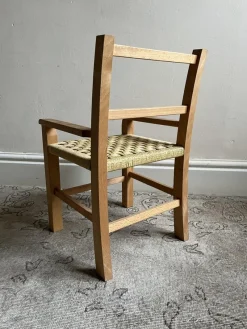 Pamono Mid-Century Scandinavian Childrens Chair with Woven Rope Seat, 1970s><noscript><img width=