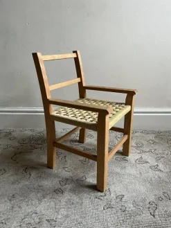 Pamono Mid-Century Scandinavian Childrens Chair with Woven Rope Seat, 1970s><noscript><img width=