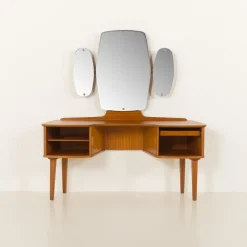 Pamono Mid-Century Scandinavian Dressing Table with Adjustable Mirrors and Tambour Doors, Norway, 1970s> Dressing Tables