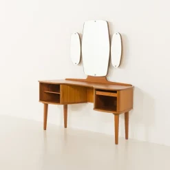 Pamono Mid-Century Scandinavian Dressing Table with Adjustable Mirrors and Tambour Doors, Norway, 1970s><noscript><img width=