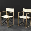 Pamono Mid-Century Scandinavian Modern Beech & Canvas Safari Directors Chairs, 1960s, Set of 2> Side Chairs & Dining Chairs