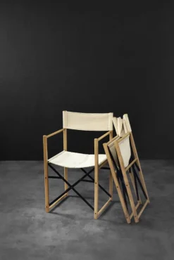 Pamono Mid-Century Scandinavian Modern Beech & Canvas Safari Directors Chairs, 1960s, Set of 2> Side Chairs & Dining Chairs