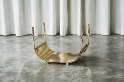 Best Pamono Mid-Century Sculptural Log Basket or Magazine Rack in Brass, 1960s