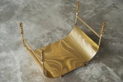 Best Pamono Mid-Century Sculptural Log Basket or Magazine Rack in Brass, 1960s