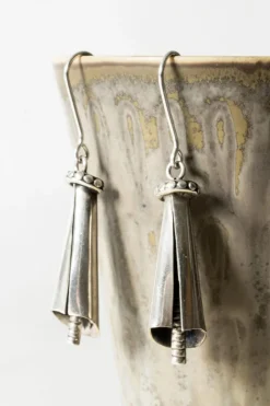New Pamono Mid-Century Silver Earrings from Kaplans, 1954, Set of 2