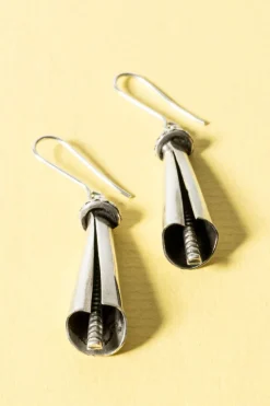 New Pamono Mid-Century Silver Earrings from Kaplans, 1954, Set of 2
